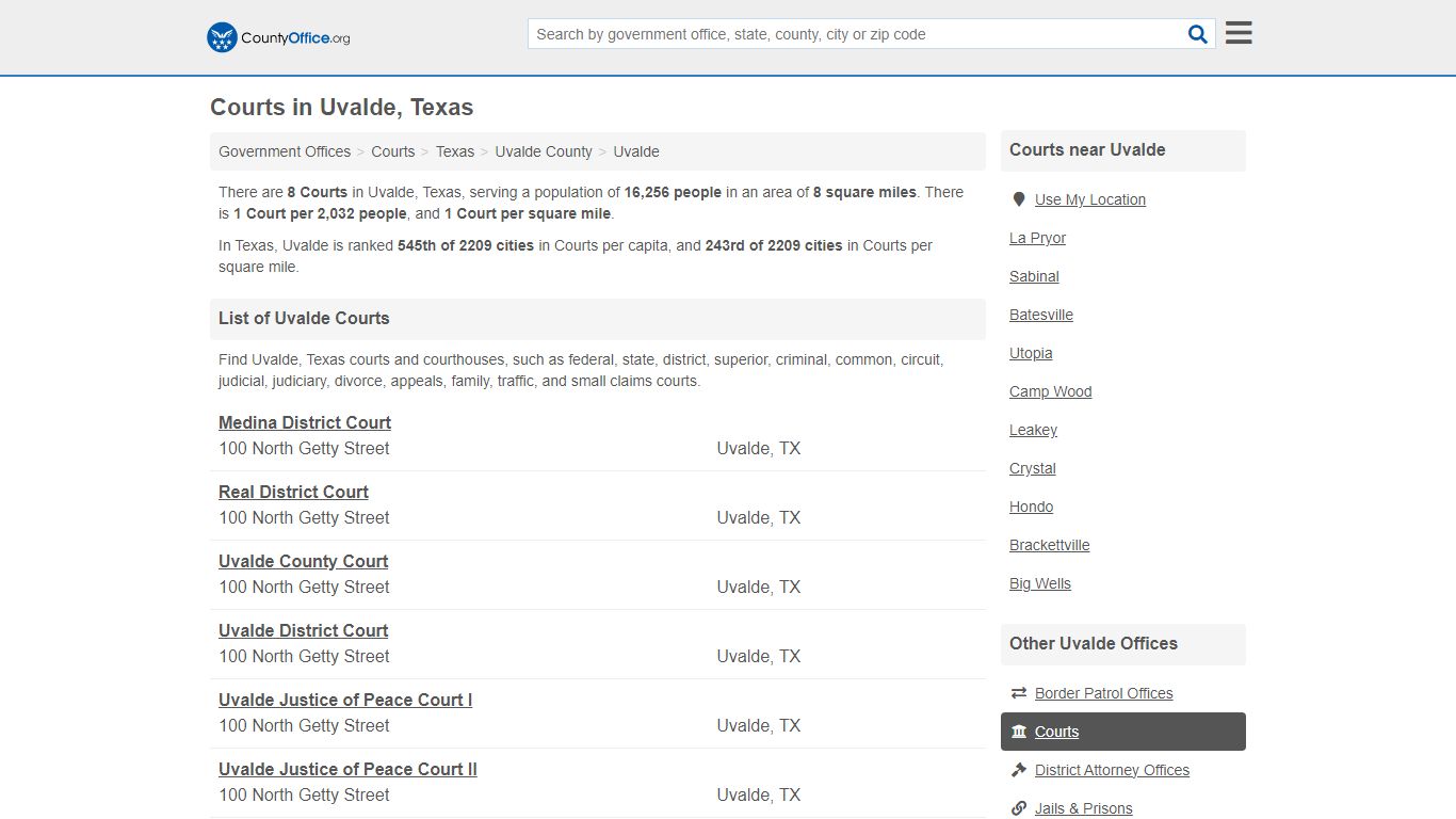 Courts - Uvalde, TX (Court Records & Calendars)