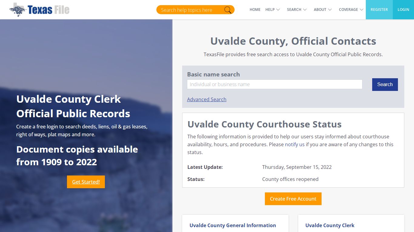 Uvalde County Clerk Official Public Records | TexasFile